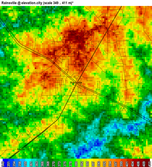 Rainsville elevation map