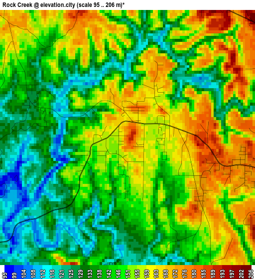 Rock Creek elevation map