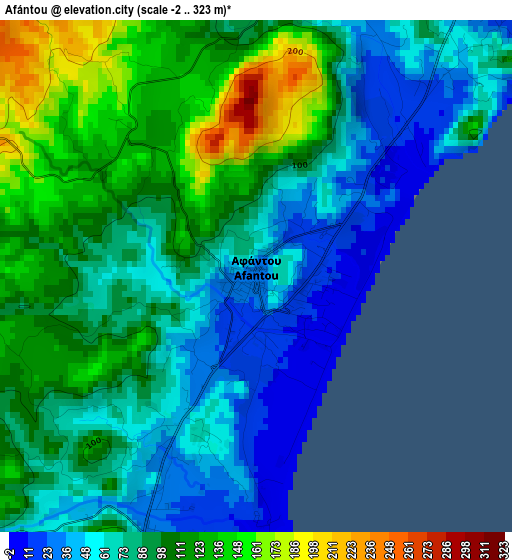 Afántou elevation map