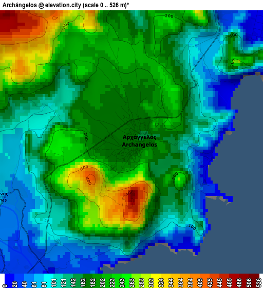 Archángelos elevation map