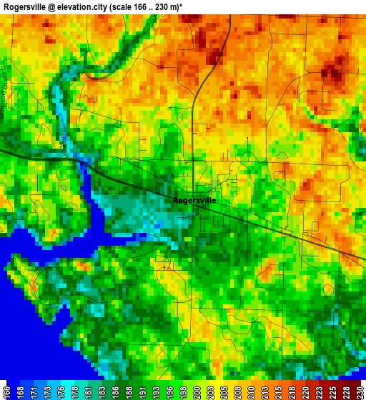 Rogersville elevation map