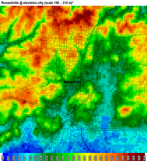 Russellville elevation map