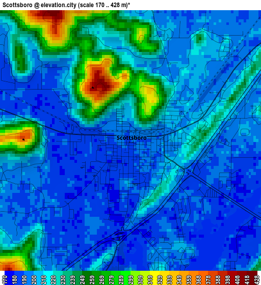 Scottsboro elevation map