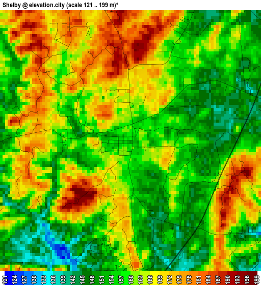 Shelby elevation map