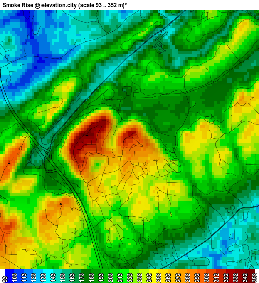 Smoke Rise elevation map