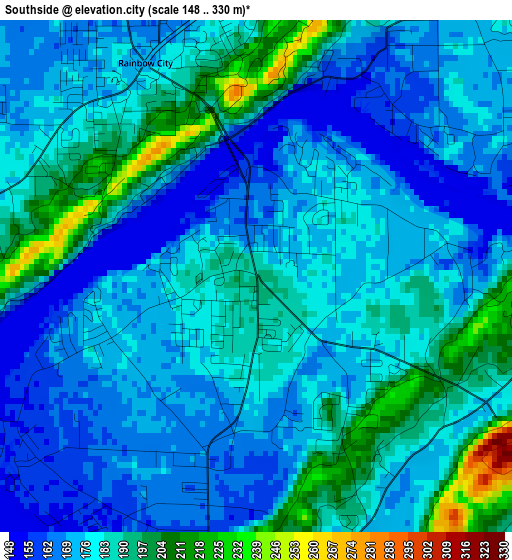 Southside elevation map