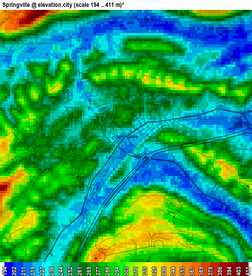 Springville elevation map