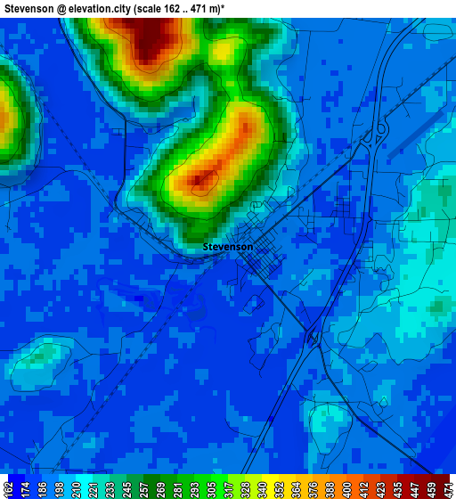 Stevenson elevation map
