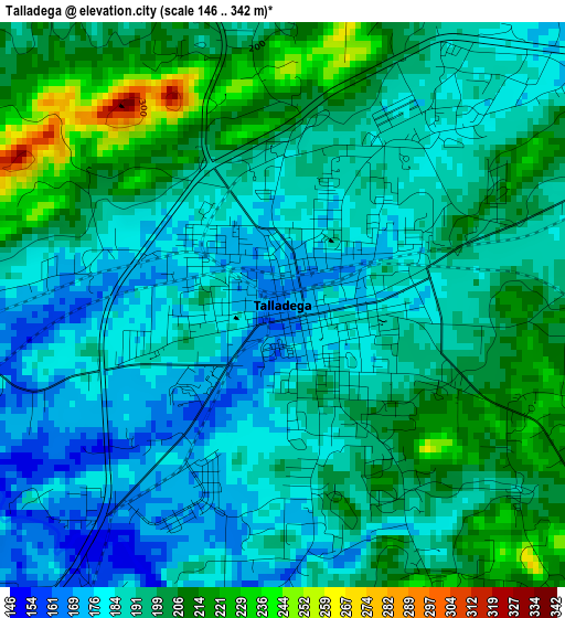 Talladega elevation map