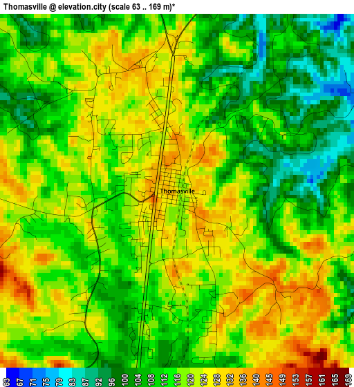 Thomasville elevation map