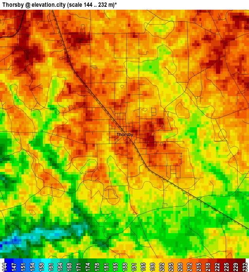 Thorsby elevation map