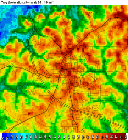 Troy elevation map