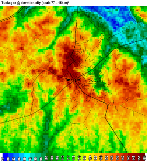 Tuskegee elevation map