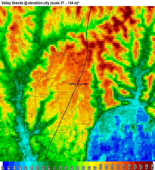 Valley Grande elevation map