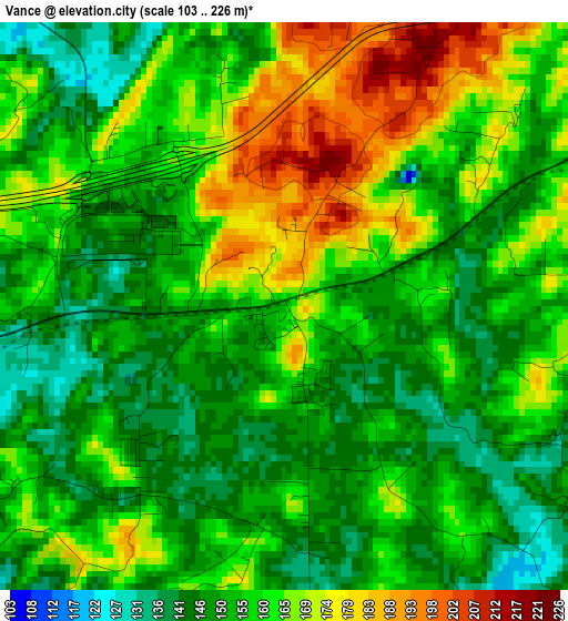 Vance elevation map