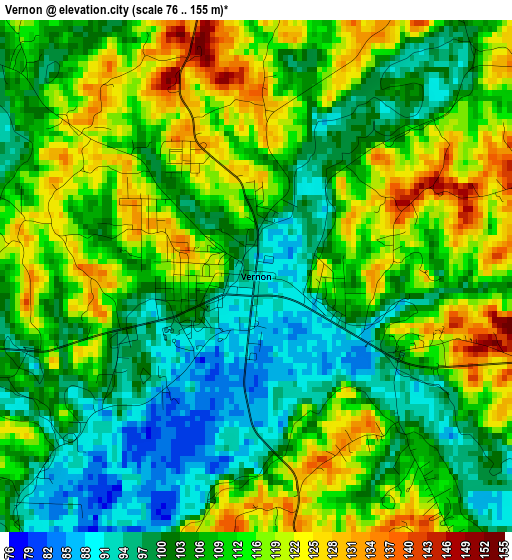 Vernon elevation map