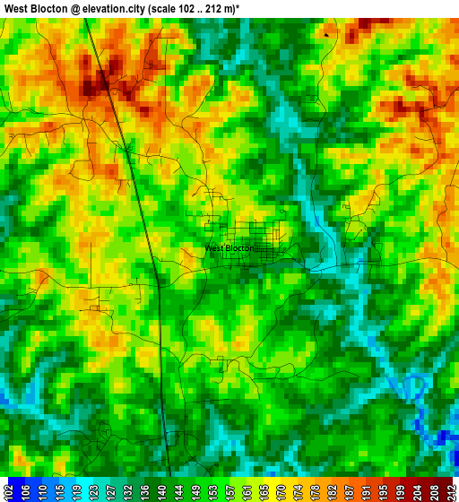 West Blocton elevation map