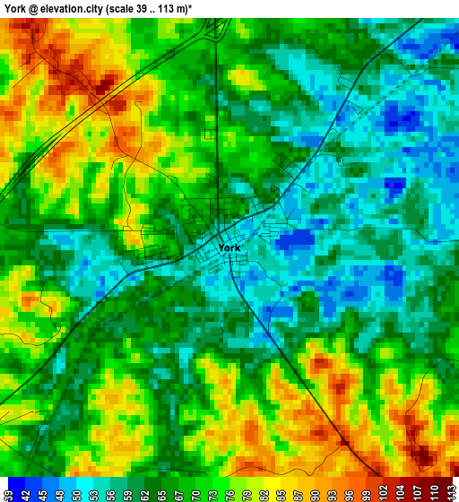 York elevation map