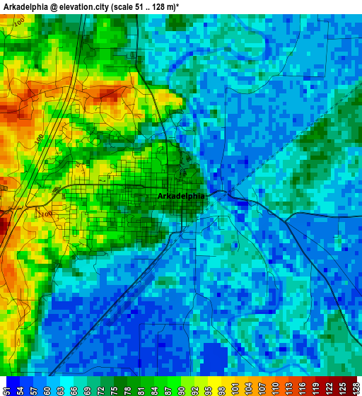 Arkadelphia elevation map