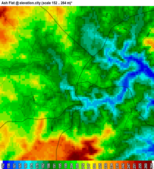 Ash Flat elevation map