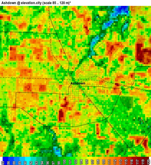 Ashdown elevation map