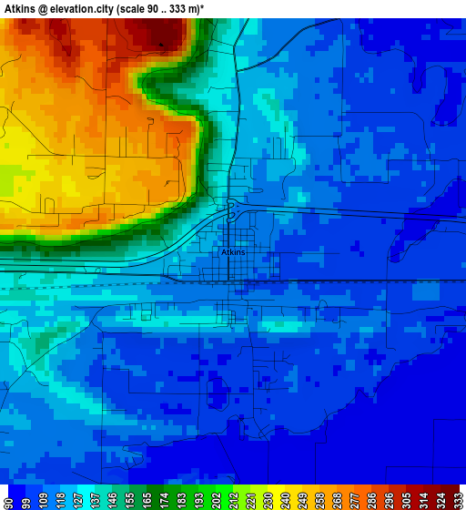 Atkins elevation map