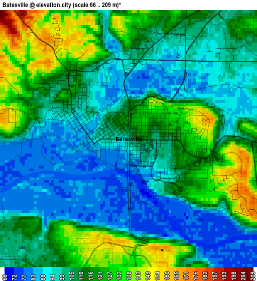 Batesville elevation map