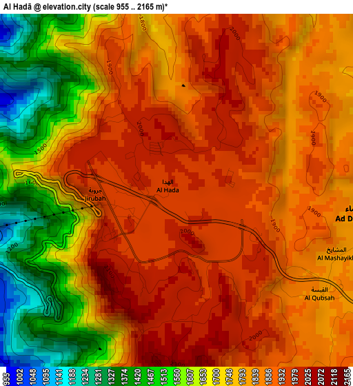 Al Hadā elevation map