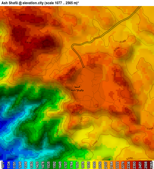 Ash Shafā elevation map