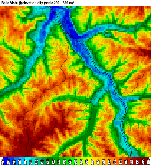 Bella Vista elevation map