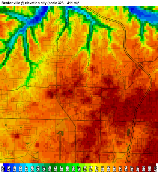 Bentonville elevation map