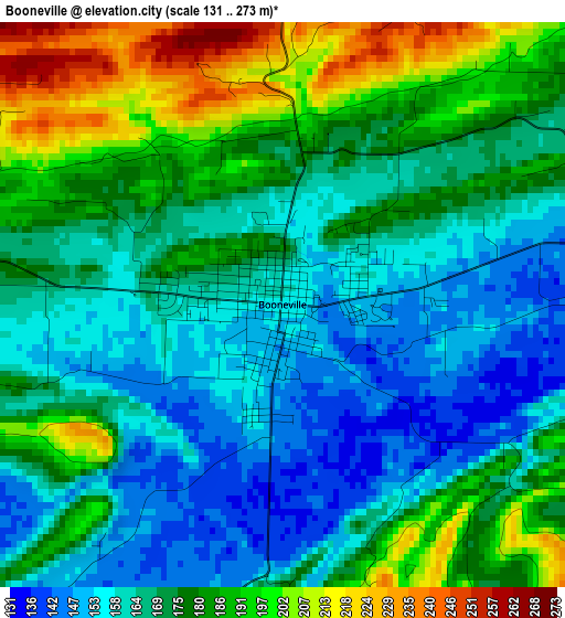 Booneville elevation map