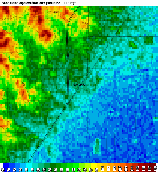 Brookland elevation map