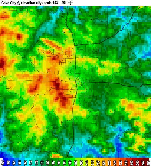 Cave City elevation map