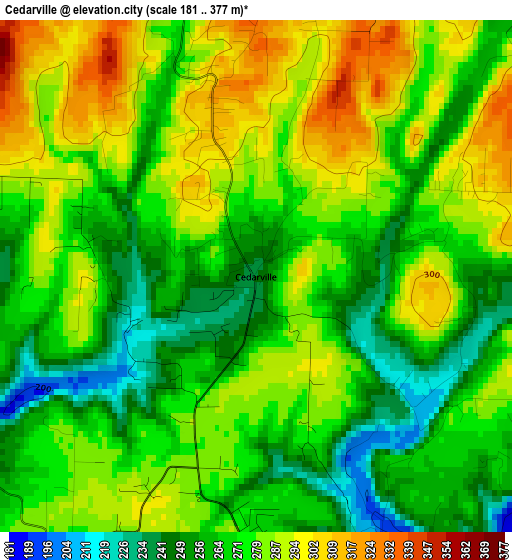 Cedarville elevation map