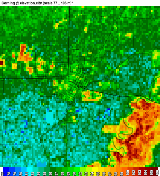 Corning elevation map