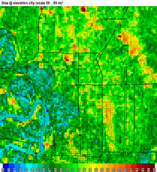 Diaz elevation map