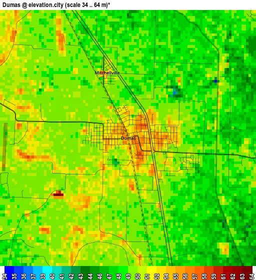 Dumas elevation map