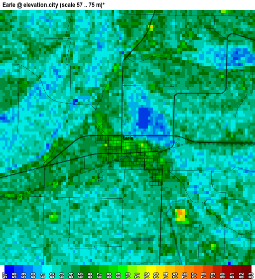 Earle elevation map