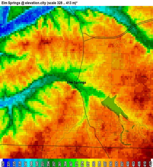 Elm Springs elevation map