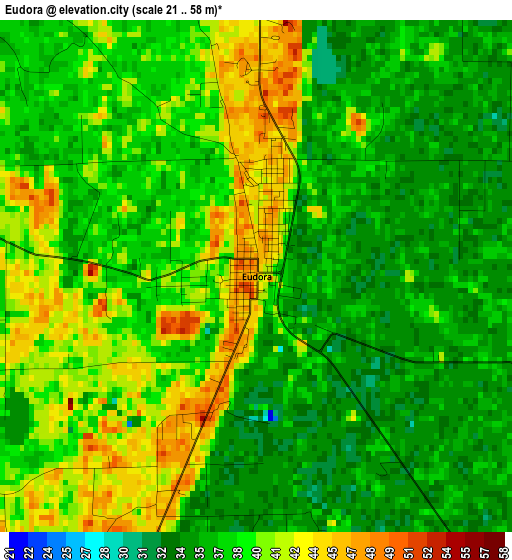 Eudora elevation map