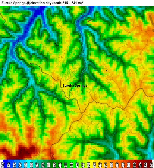 Eureka Springs elevation map