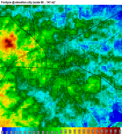 Fordyce elevation map