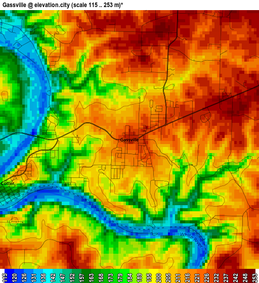 Gassville elevation map