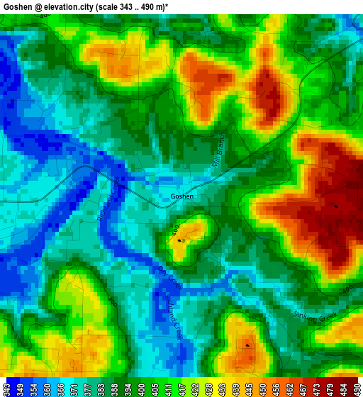 Goshen elevation map