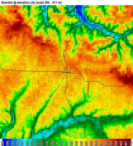 Gravette elevation map