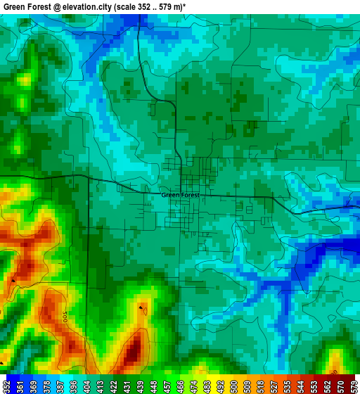 Green Forest elevation map