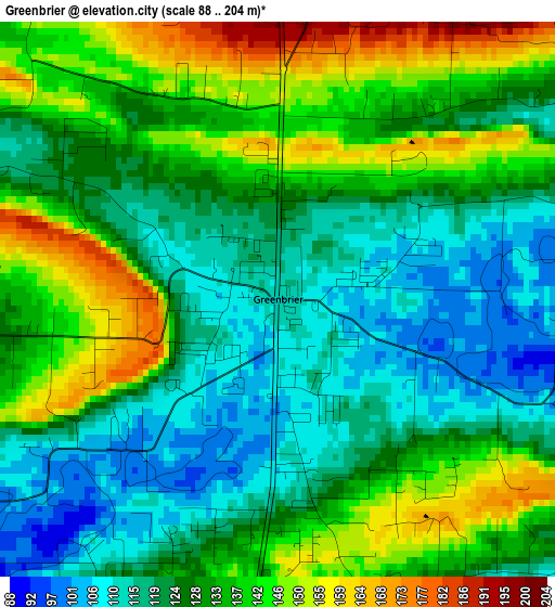 Greenbrier elevation map