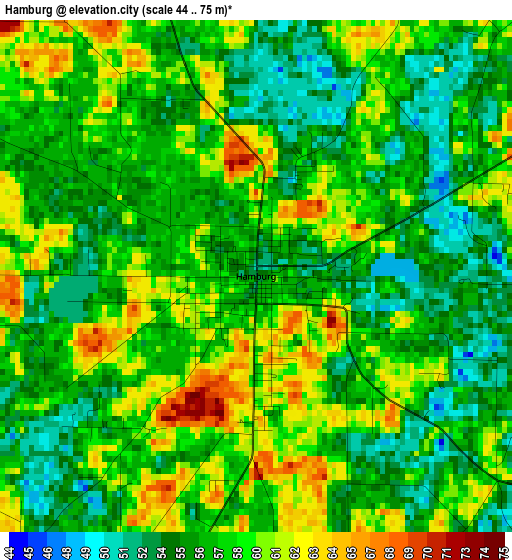 Hamburg elevation map