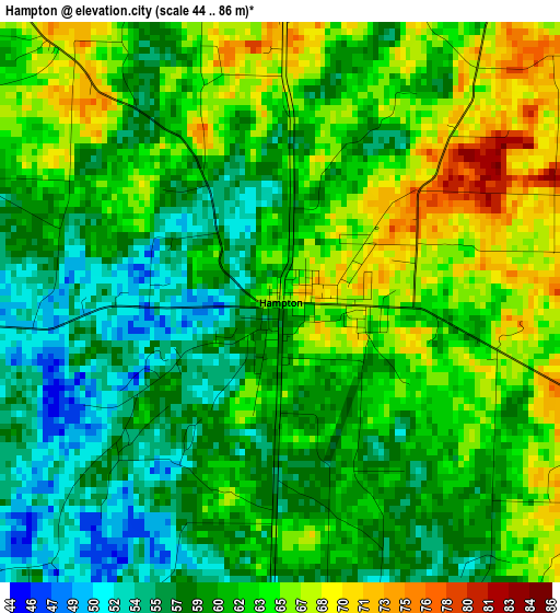 Hampton elevation map